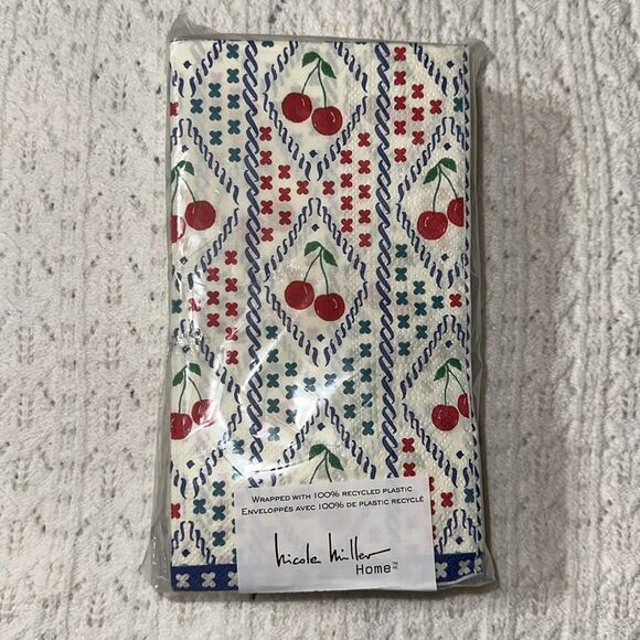 nicole miller 40 x 2pk Guest Paper Towel Napkins Cherry Print - Picture 7 of 8